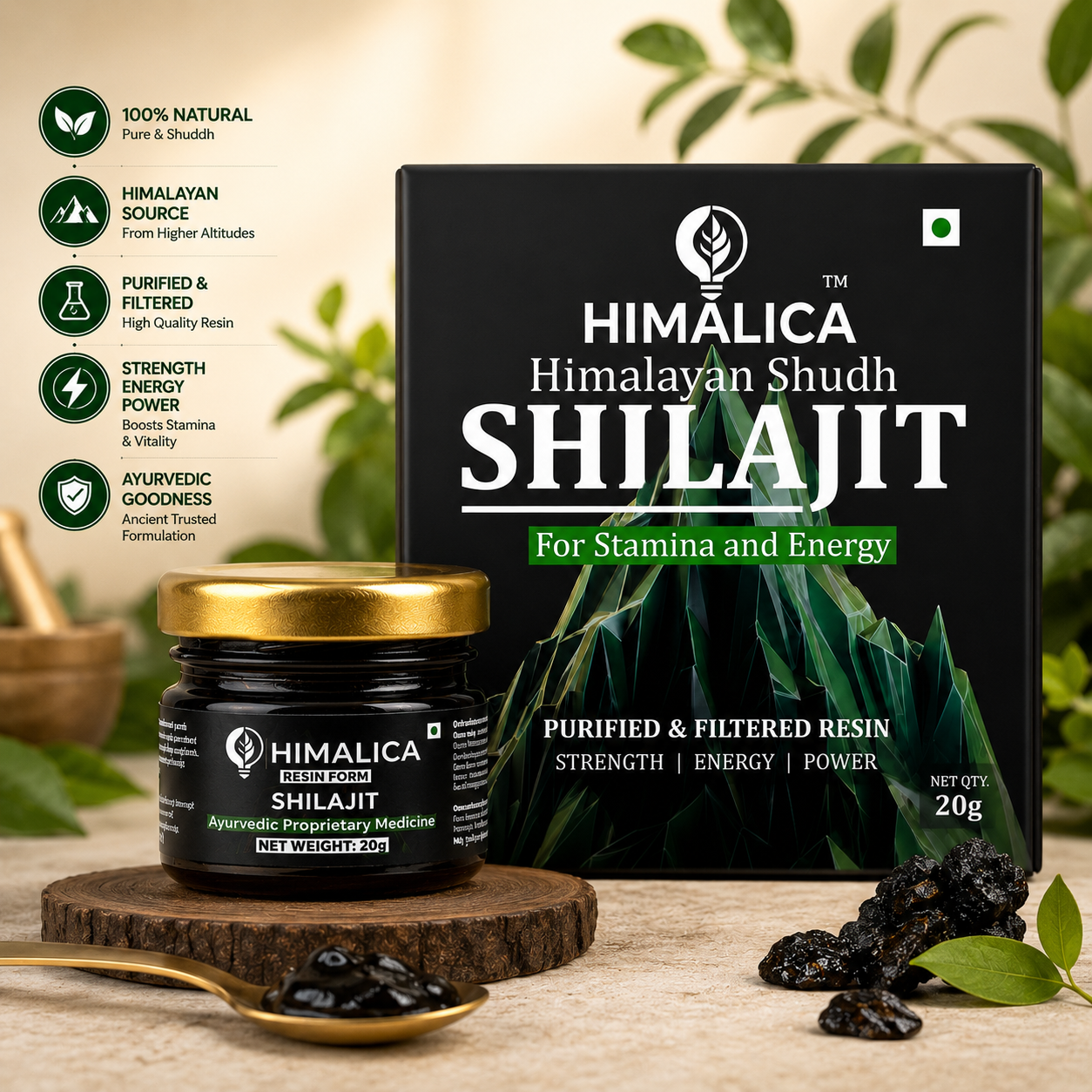 Shilajit Resin 20gm Helps in boosting Stamina 100% Ayurvedic