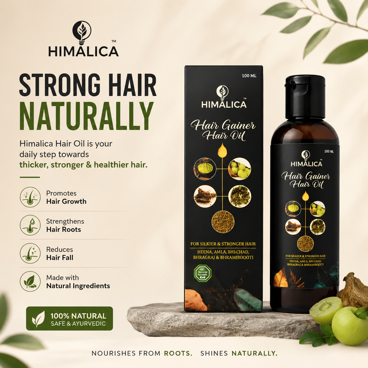 Himalica Hair Gainer Hair Oil For Men &Women/100ml