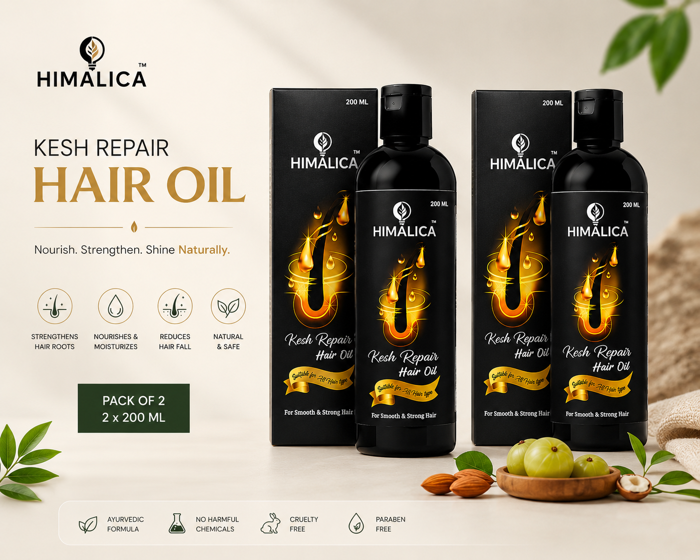 Himalica Kesh Repair Hair Oil 200ml-Pack Of 2